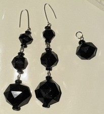 Victorian whitby jet earrings - whitby,