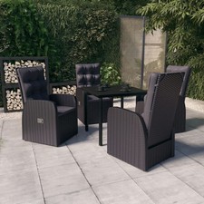 Garden Dining Set Black PE