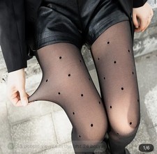 Women black sheer tights polka dot small dots pattern 20 den Dottie