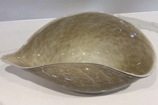 Vintage Glass Bowl Shell Vase Centrepiece Beige Natural Handmade 