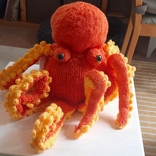 Handmade hand knitted orange