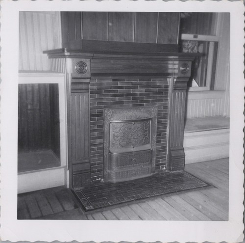 Ornate tile fireplace carved - tile,