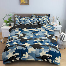 Blue Camouflage Military Duvet Quilt Cover Double Bedding Set Pillowcase