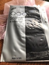 Gipsy Seams & Cuban Heel Stockings In black Size Medium Made In Italy Unopened