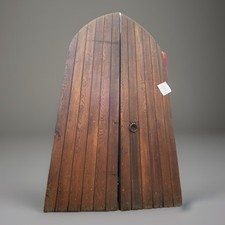 ANTIQUE PAIR of OAK GOTHIC GRAND ENTRANCE ARCHED DOORS - RECLAIMED / Castle