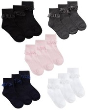 Kids Cotton Lace Socks Girls Fold Over Frilly Trim School Everyday Party Sock