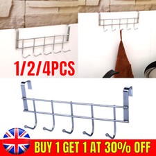 Over The Door 5-Hooks Bathroom Organizer Rack Clothes Coat Hat Towel Hanger UK