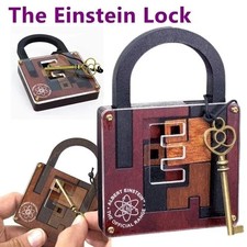 Wooden High Difficulty Level IQ Game Einstein Lock Puzzle Brain Teaser Adult Toy