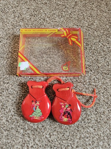 Red wooden castanets spanish - red,