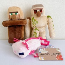 Minecraft Plush Axolotl Iron Golem Villager Set of 3 FuRyu New