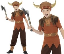 Childrens Fancy Dress Boys Viking Costume & Hat Kids Book Day Outfit by Smiffys