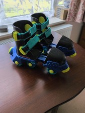 Fisher Price Easy In Line Roller Skates 123 Vintage- Black & Blue Adjustable 3-7