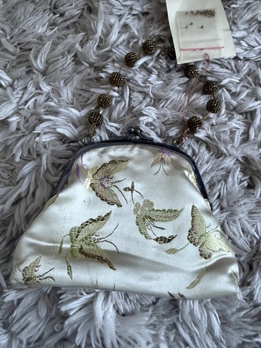 Satin embroidery bag - embroidery, cream