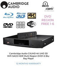Cambridge Audio CXUHD 4K UHD 3D WiFi SACD Multi Region DVD 1-6 Blu-Ray Player