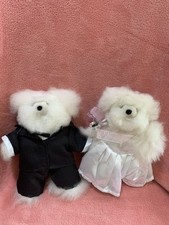 Alpaca Teddy Bears - Small 8" Fluffy Plush Fur Soft Toys BRIDE & GROOM OUTFITS