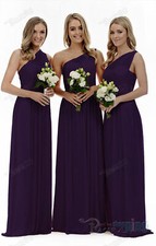 Women's One Shoulder Long Evening Dresses Formal Prom Dresses Bridesmaid Dresses
