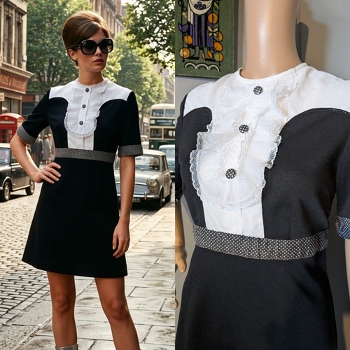 Vintage 60s black - black, white
