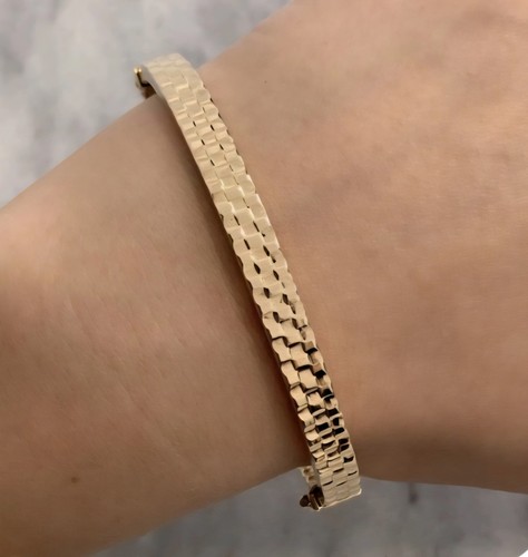9ct gold embossed hinged - gold,