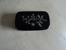 Antique Paper Mache Snuff Box with silver Engraved