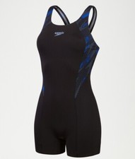 Speedo Women's HyperBoom Legsuit Black/Blue In Size 10 BRAND NEW
