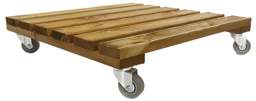 Square wooden plant pot caddy - square,