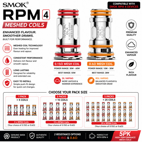 Smok rpm mesh coils 15ω - smok, 0.15Ω