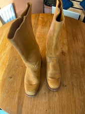 Frye Campus stitching horse banana yellow leather boots - UK 8