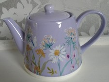 Tesco Home pretty lavender tea pot with white daisies & other florals