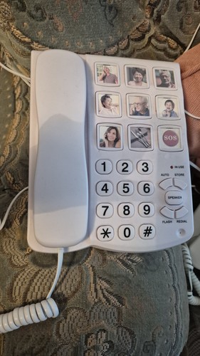 White corded telephone large - white,