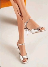 Woman Silver Heels Size 4 Wide
