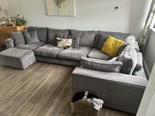Sofology Corner Fabric Sofa Set Grey with Foot Stool and Storage. Modular Design