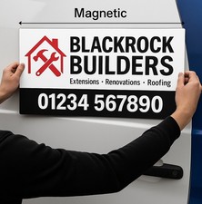 2x Personalised Magnetic Signs For Vans Cars Taxi | Custom Vehicle Door Magnets