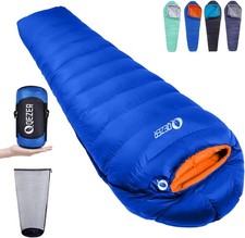 QEZER Down Sleeping Bag 4 Season, Lightweight Winter Sleeping Bag 0 Degree to -1