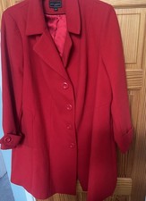 Ann Harvey Red Warm Winter Tailored Coat with Revere Collar Size  24 VGC