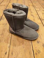 QVC BOnova Sheepskin Metallic Heel Boots Mid Calf Grey UK 7 EU 40