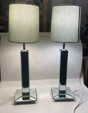 2x Glass Mirrored Table Lamp