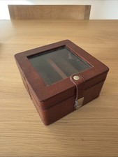 Brown Leather Watch Box Storage Compartment