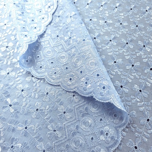 Baby blue polycotton eyelet - blue,