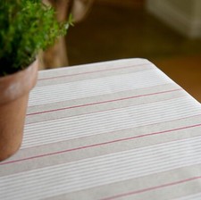  French ticking machine washable oilcloth vintage red striped linen table cloth