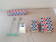 Vintage Scalectrix starter on rostrum flag poles + empty controler box