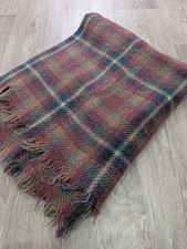 Vintage Tartan Check Throw Blanket 160cm X 130cm Fringed Edge Multicoloured 