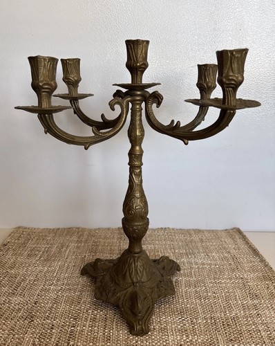 Vtg brass candelabra - brass, arm