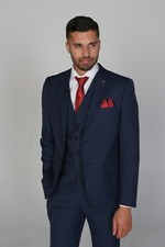 Men Suit Tailored Fit Navy