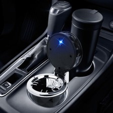 Auto Car Ashtray Cigarette Cup Ash Holder LED Light Lid Portable Detachable
