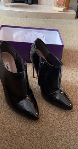 Dune black patent heeled boots - dune,