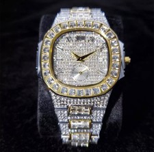 Iced Out Silver Gold Watch