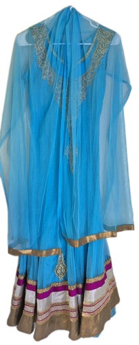 Anarkali blue net churidar - anarkali,