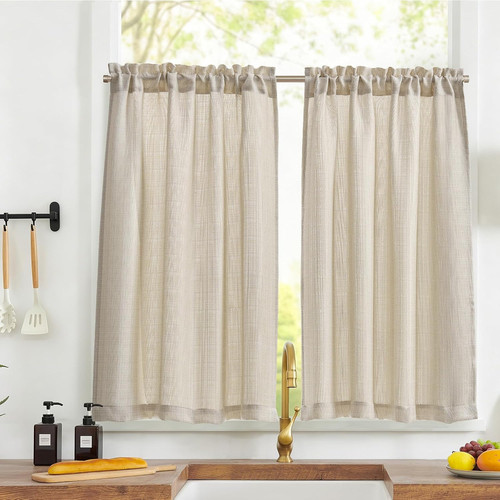 Beige kitchen curtains - beige,