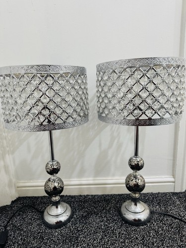 Silver crystal table lamp - silver,