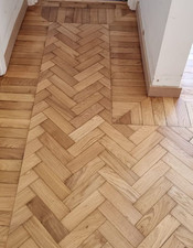 P7 Traditional Reclaimed English Oak Parquet Flooring - Bespoke Bitumen Removed